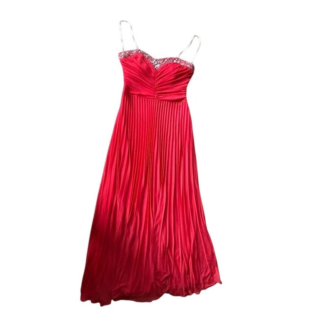 B. Darlin Coral Rhinestone Embellished Formal Maxi Gown Dress 15/16 Q0159172